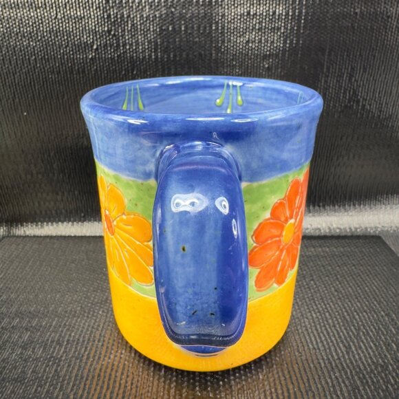 Hand Made RedWare Pottery Coffee Mug Cup With Daisy Flowers Hand Crafted Mug Cup - Picture 7 of 11